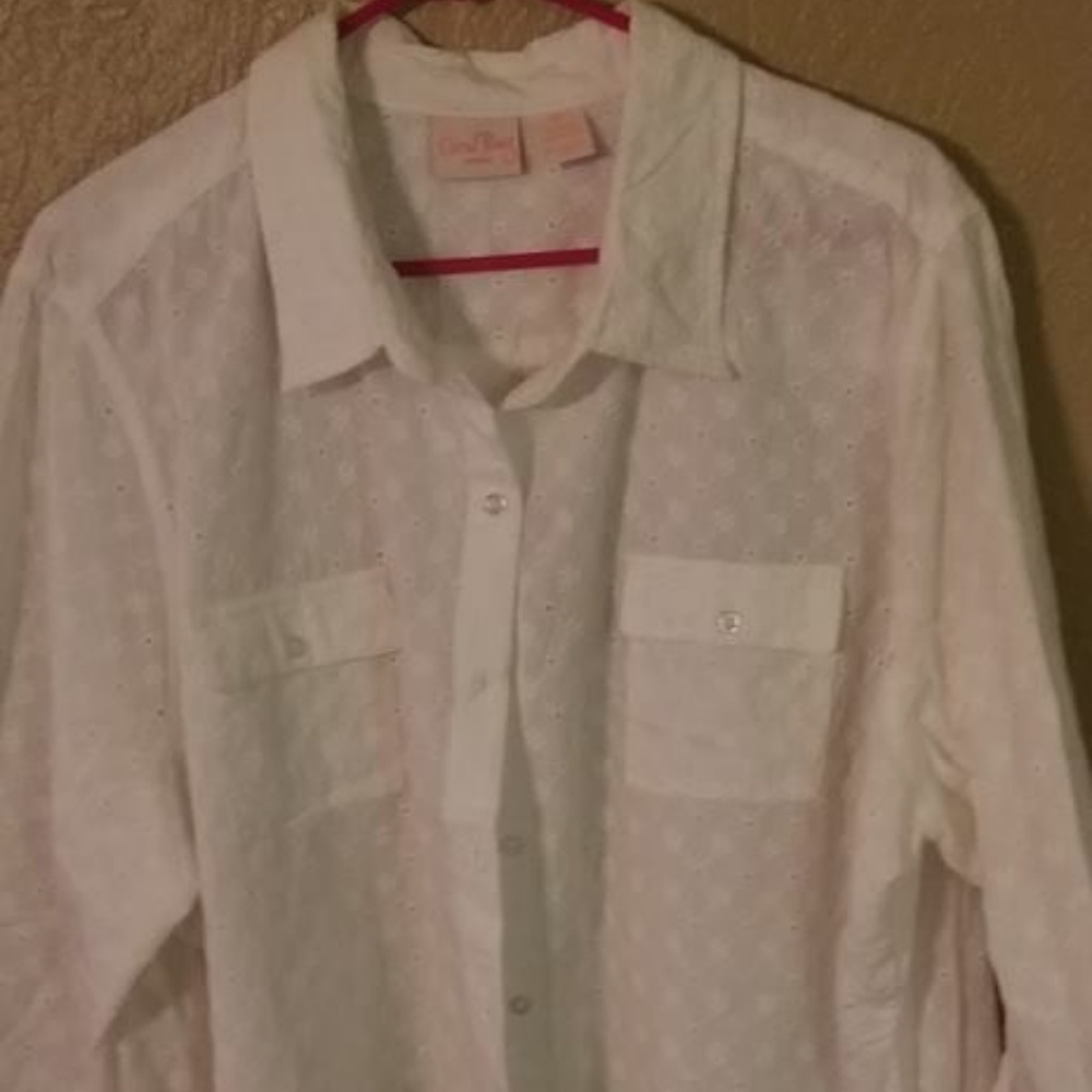 Coral Bay White Lace Eyelet Shirt Plus Size 3X